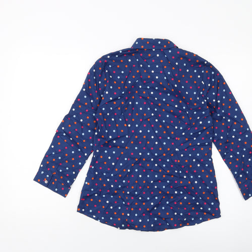 Antoni & Alison Womens Blue Polka Dot Cotton Basic Button-Up Size 10 Collared