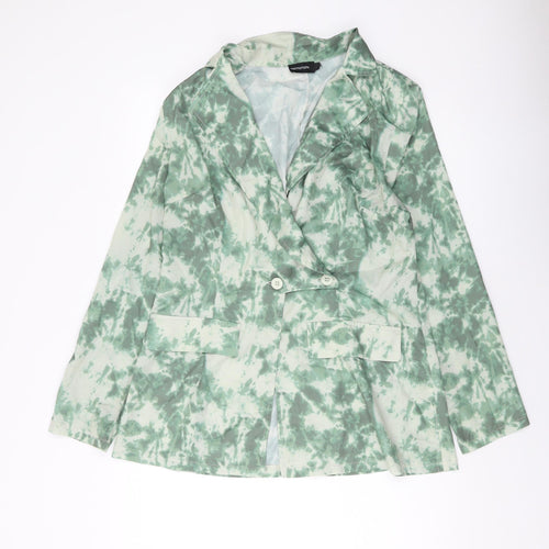 PRETTYLITTLETHING Womens Green Geometric Jacket Size 16 Button