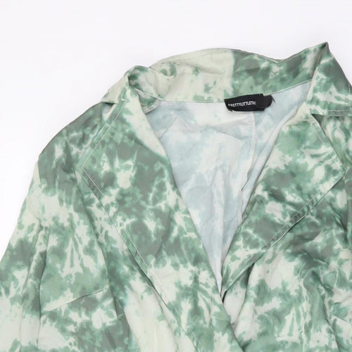 PRETTYLITTLETHING Womens Green Geometric Jacket Size 16 Button