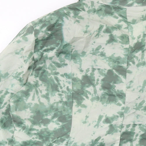 PRETTYLITTLETHING Womens Green Geometric Jacket Size 16 Button