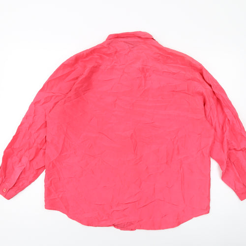 Debbie Morgan Womens Pink Silk Basic Button-Up Size M Collared