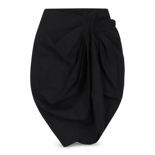 Front view of PRETTYLITTLETHING women’s black polyester a-line skirt, size UK 16, zip