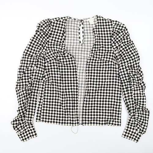 H&M Womens Beige Check Jacket Size 8