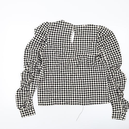H&M Womens Beige Check Jacket Size 8