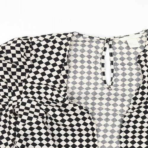 H&M Womens Beige Check Jacket Size 8