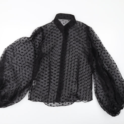 IVIVI Womens Black Polka Dot Polyester Basic Button-Up Size M Collared