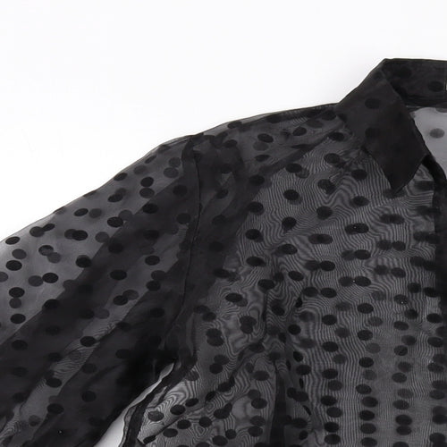 IVIVI Womens Black Polka Dot Polyester Basic Button-Up Size M Collared