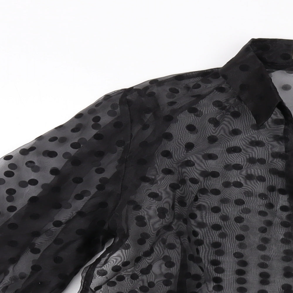 IVIVI Womens Black Polka Dot Polyester Basic Button-Up Size M Collared
