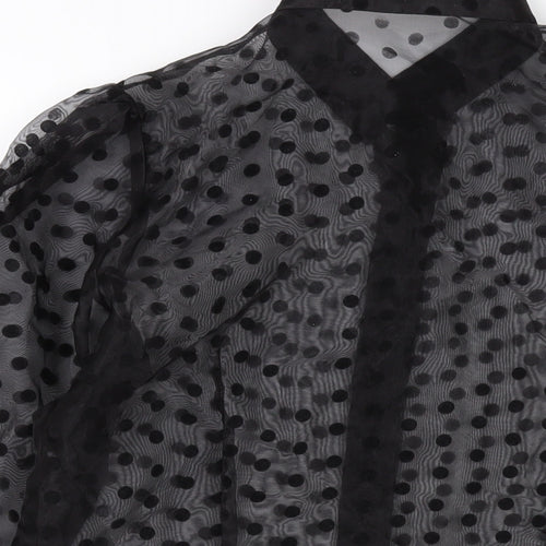 IVIVI Womens Black Polka Dot Polyester Basic Button-Up Size M Collared
