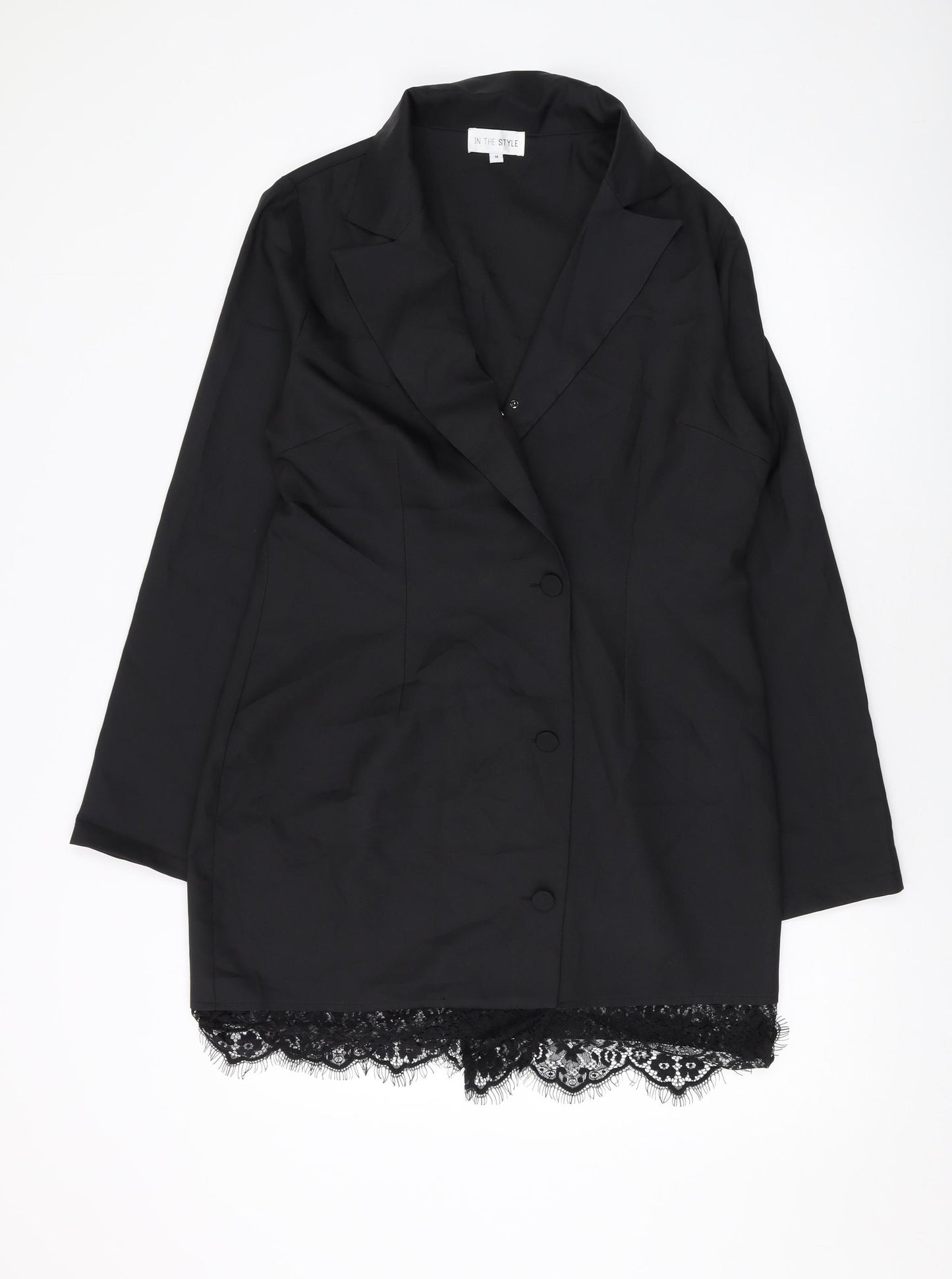 In the Style Womens Black Jacket Size 14 Button