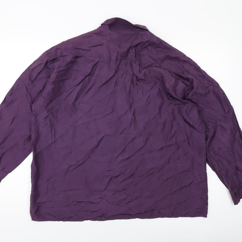 Collection Womens Purple Silk Basic Button-Up Size M Collared