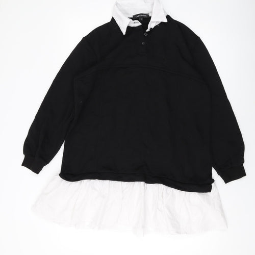 Cameo Rose Womens Black Cotton Tunic Blouse Size S Collared