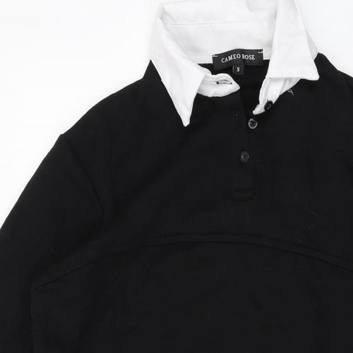 Cameo Rose Womens Black Cotton Tunic Blouse Size S Collared