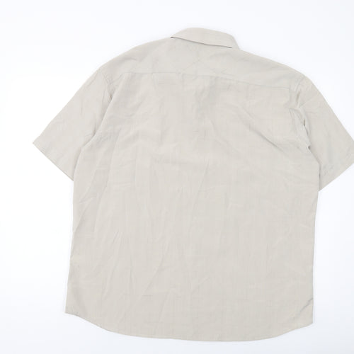 HARBOUR BAY Mens Beige Plaid Polyester Button-Up Size XL Collared Button