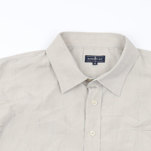 HARBOUR BAY Mens Beige Plaid Polyester Button-Up Size XL Collared Button