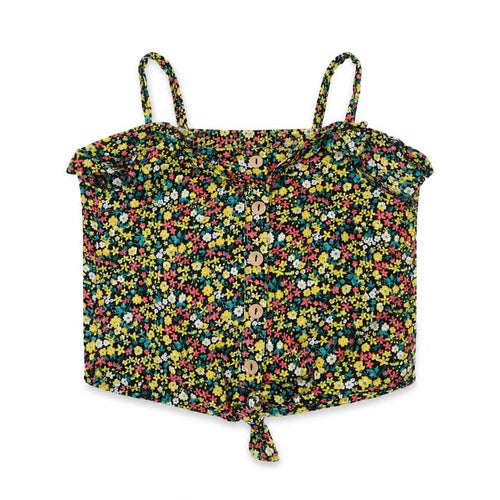 NEXT Girls Multicoloured Floral Cotton Cropped Tank Size 12 Years Square Neck Button