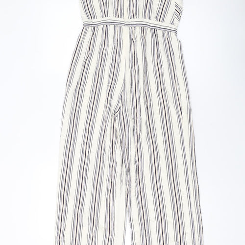 New Look Womens Beige Striped Viscose Jumpsuit One-Piece Size 8 Zip