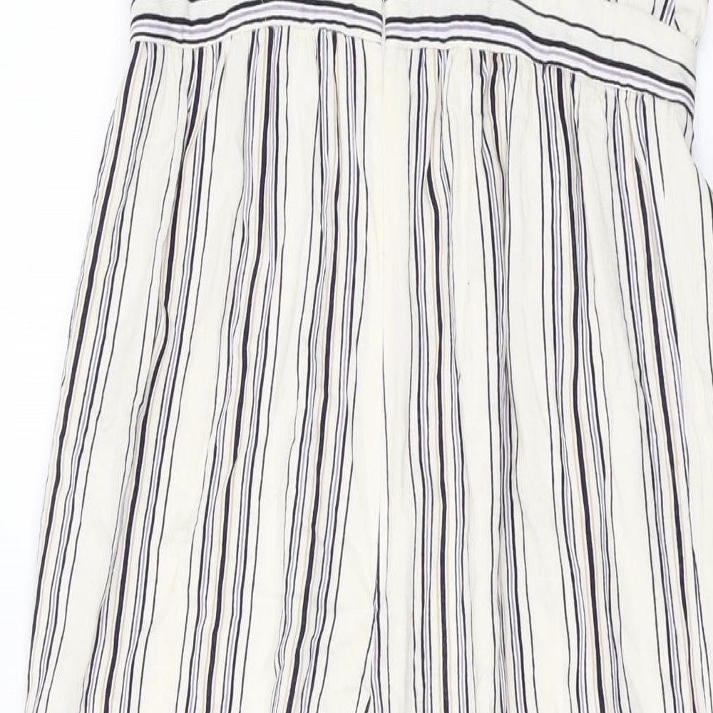 New Look Womens Beige Striped Viscose Jumpsuit One-Piece Size 8 Zip