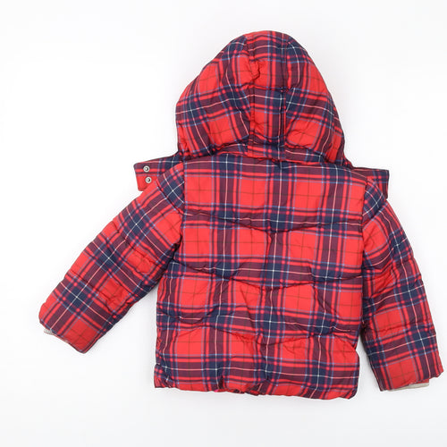 Boden Girls Red Plaid Jacket Size 2-3 Years Zip