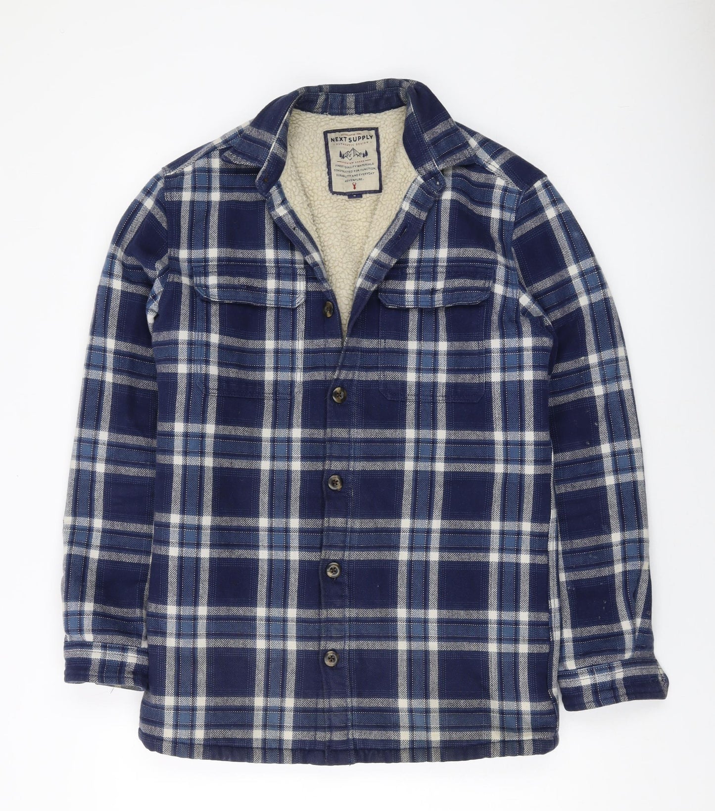 NEXT Mens Black Plaid Jacket Size S Button