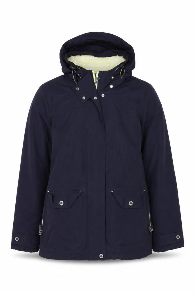 Front view of Per Una women’s blue jacket, size UK 12, zip