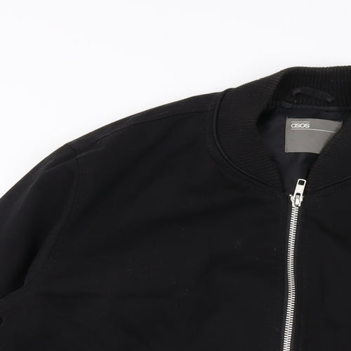 ASOS Mens Black Bomber Jacket Jacket Size M Zip