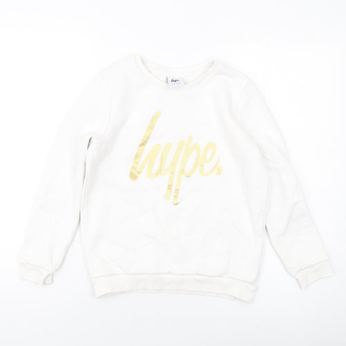 Hype Girls White Cotton Pullover Sweatshirt Size 11-12 Years Pullover