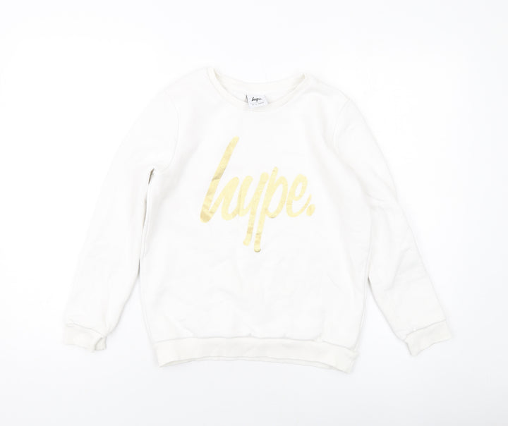 Hype Girls White Cotton Pullover Sweatshirt Size 11-12 Years Pullover