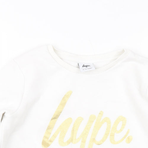 Hype Girls White Cotton Pullover Sweatshirt Size 11-12 Years Pullover