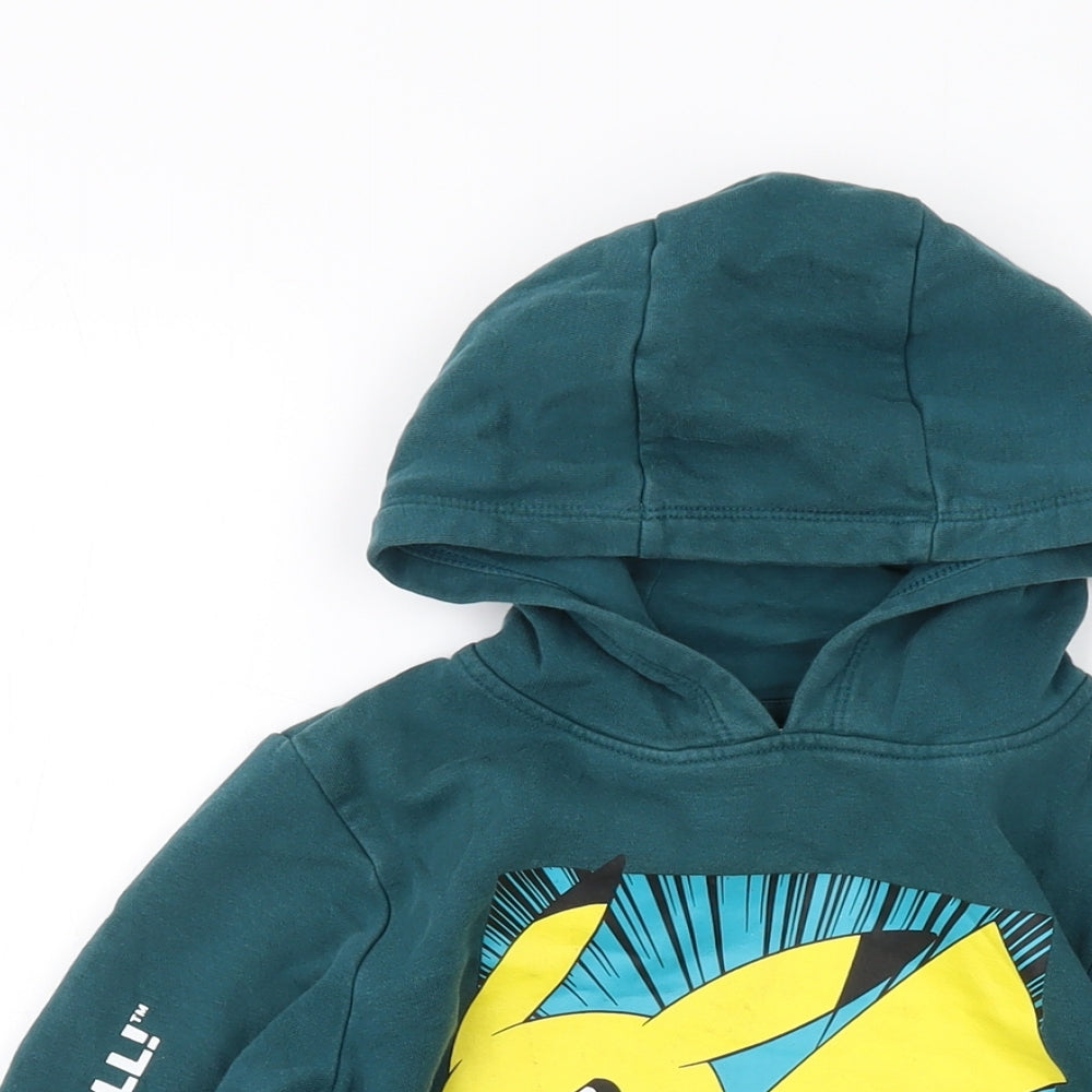 NEXT Boys Green Cotton Pullover Hoodie Size 7 Years Pullover - Pokemon