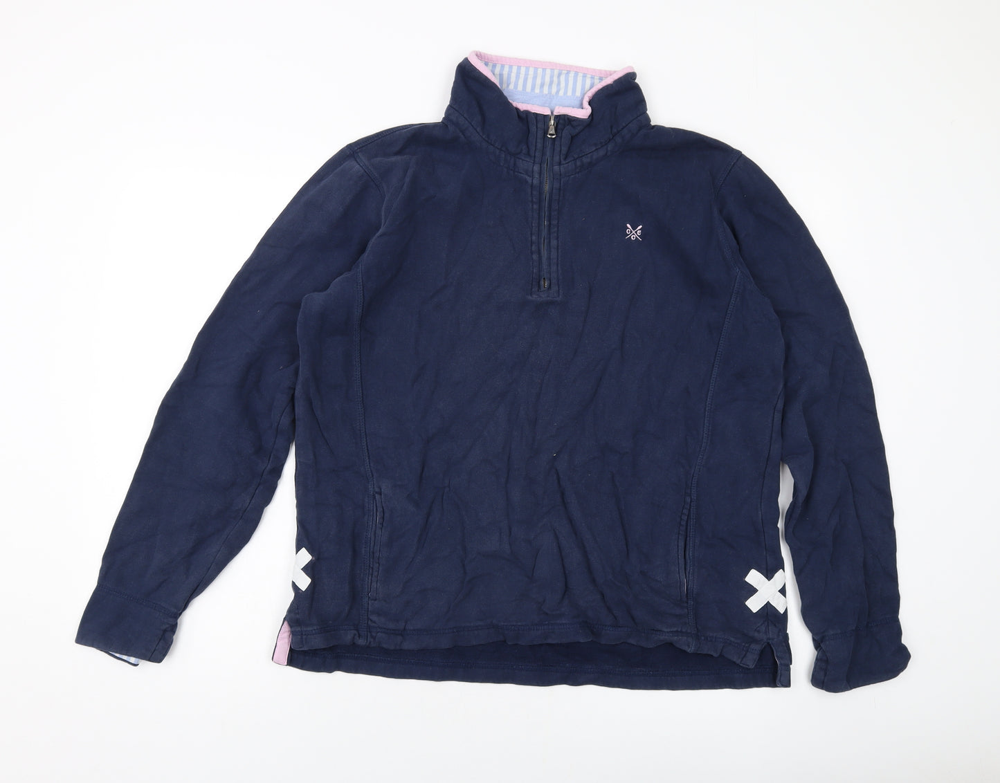 Crew Clothing Womens Blue Cotton Pullover Sweatshirt Size 16 Button