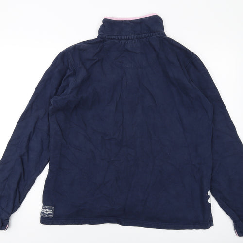 Crew Clothing Womens Blue Cotton Pullover Sweatshirt Size 16 Button