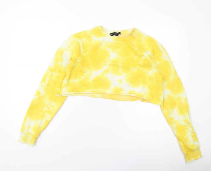 PRETTYLITTLETHING Womens Yellow Cotton Pullover Sweatshirt Size 4 Pullover