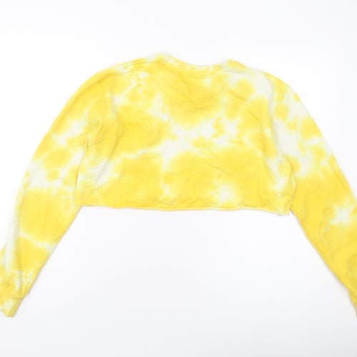 PRETTYLITTLETHING Womens Yellow Cotton Pullover Sweatshirt Size 4 Pullover