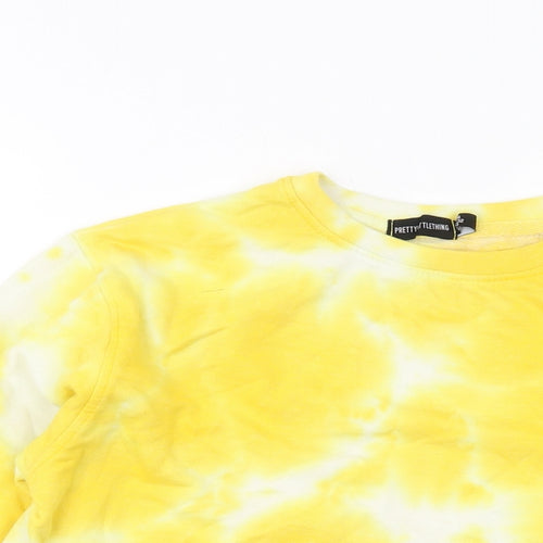 PRETTYLITTLETHING Womens Yellow Cotton Pullover Sweatshirt Size 4 Pullover