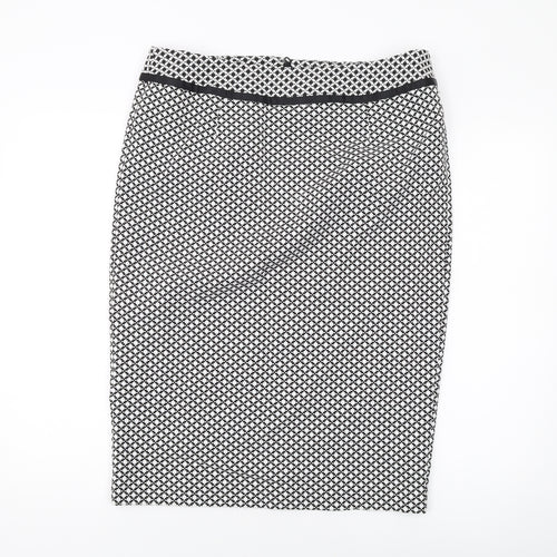 Long Tall Sally Womens Beige Geometric Polyester Straight & Pencil Skirt Size 14 Zip