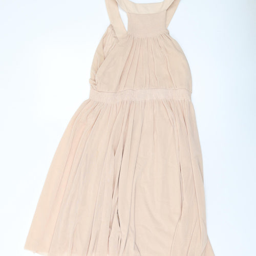H&M Womens Pink Polyester Skater Dress Size M V-Neck Pullover