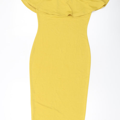 Dolly Diva Womens Yellow Polyester Bodycon Size 12 Round Neck Pullover
