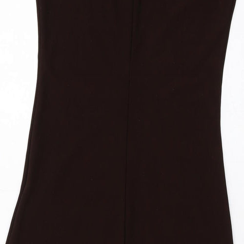 Hennes Womens Brown Polyester A-Line Size S V-Neck Pullover