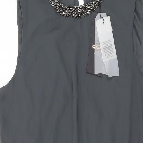 Only Womens Grey Polyester A-Line Size 14 Round Neck Button
