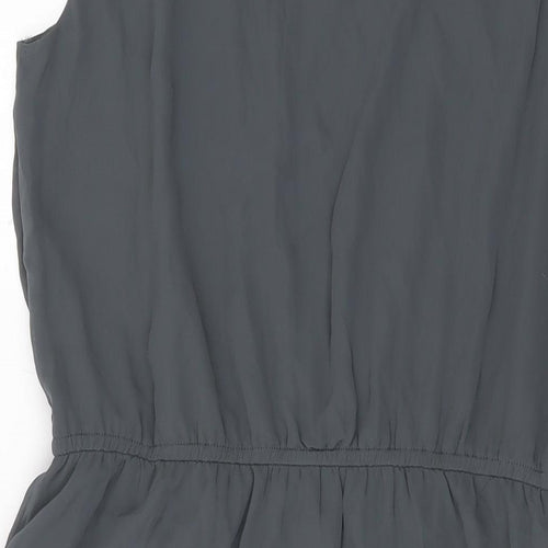 Only Womens Grey Polyester A-Line Size 14 Round Neck Button