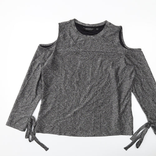 Dorothy Perkins Womens Silver Polyester Basic Blouse Size 18 Round Neck