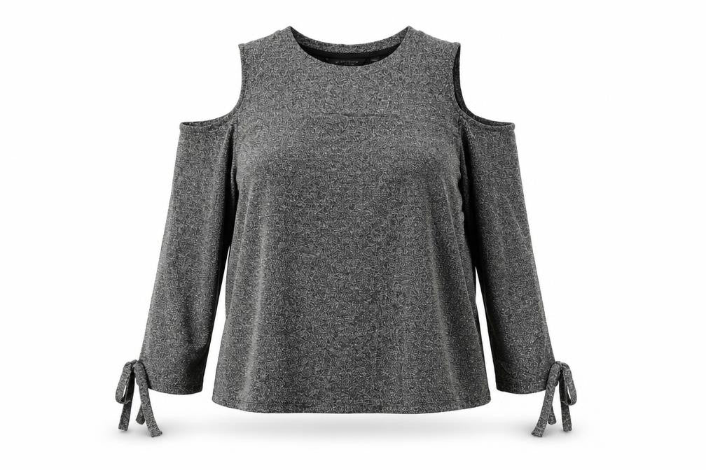 Front view of Dorothy Perkins women’s silver polyester basic blouse, size UK 18, round neck