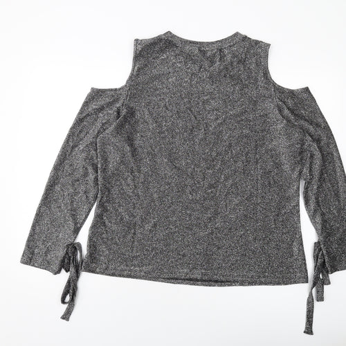 Dorothy Perkins Womens Silver Polyester Basic Blouse Size 18 Round Neck