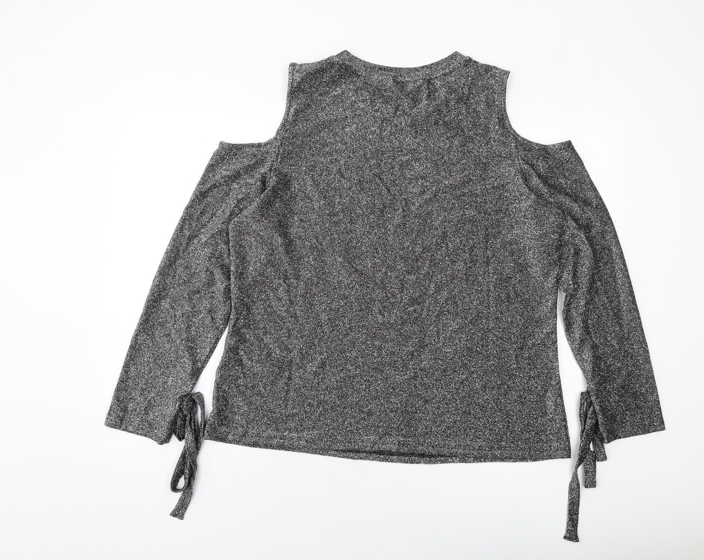 Dorothy Perkins Womens Silver Polyester Basic Blouse Size 18 Round Neck