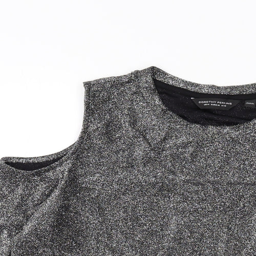 Dorothy Perkins Womens Silver Polyester Basic Blouse Size 18 Round Neck