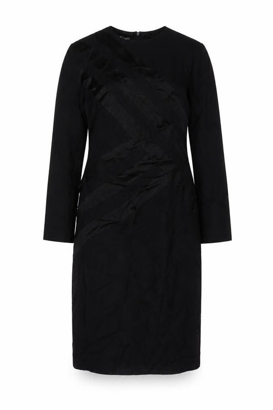Louis Feraud Womens Black Polyester Sheath Size 12 Round Neck Zip