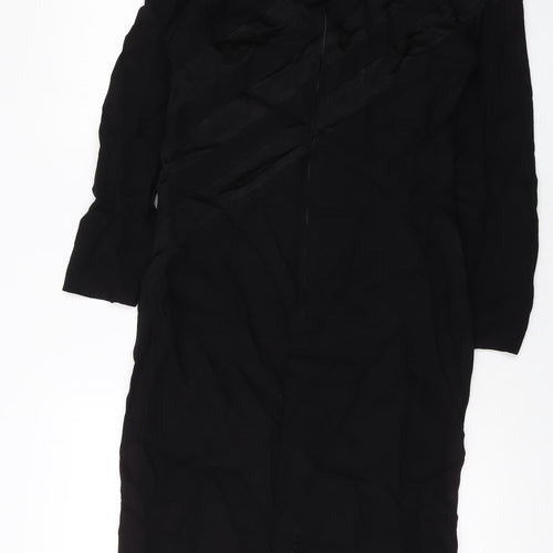 Louis Feraud Womens Black Polyester Sheath Size 12 Round Neck Zip