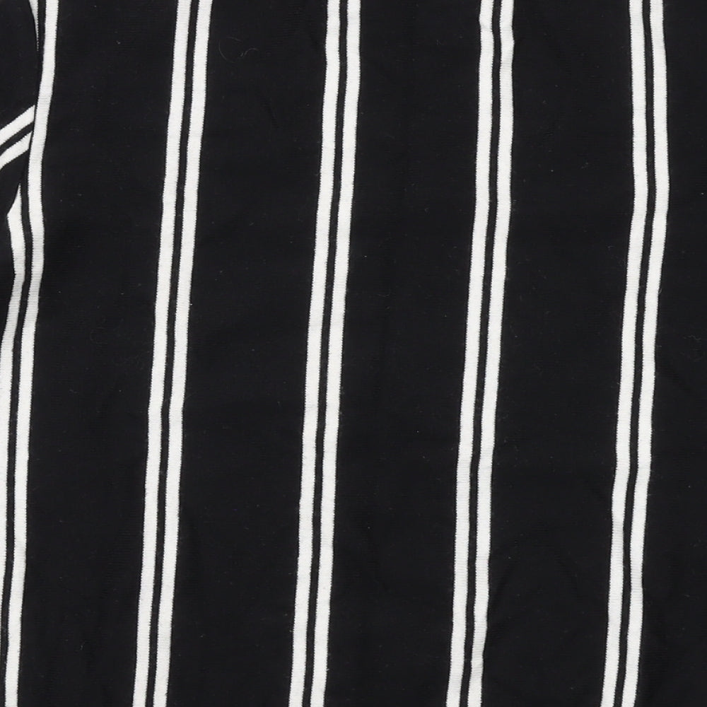 Topman Mens Black Round Neck Striped Cotton Pullover Jumper Size S Short Sleeve