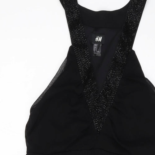 H&M Womens Black Polyester A-Line Size M V-Neck Pullover